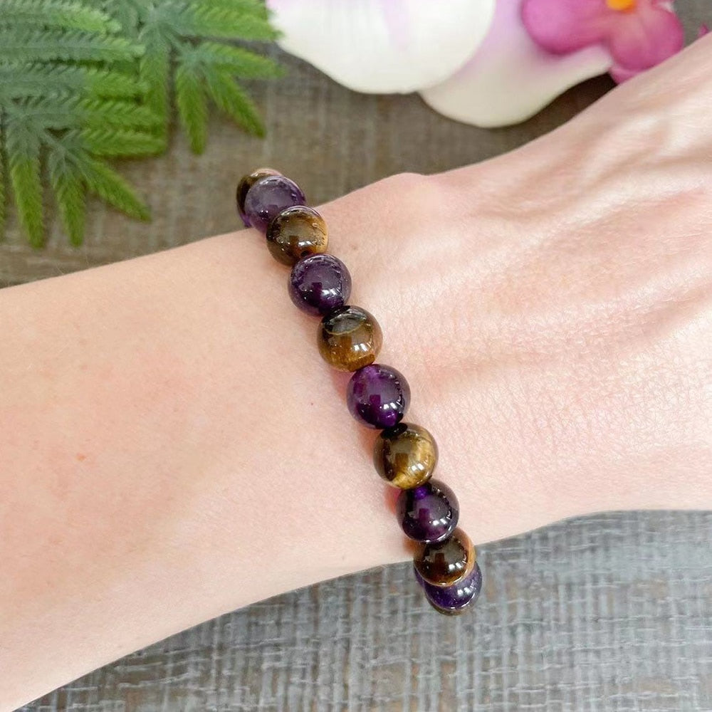 "Deliverance" Bracelet in Amethyst & Tiger Eye