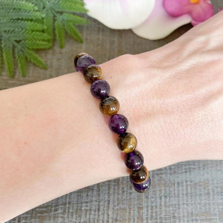 "Deliverance" Bracelet in Amethyst & Tiger Eye