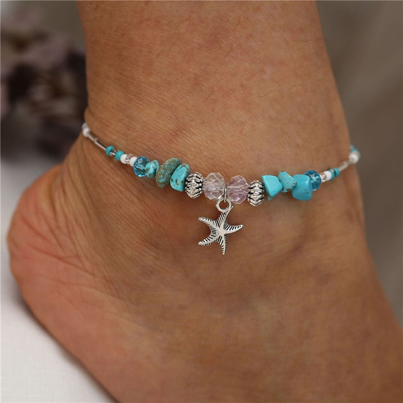 Turquoise Starfish Ankle Bracelet