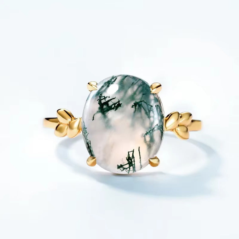 "Enchanted Forest" Ring in Moss Agate