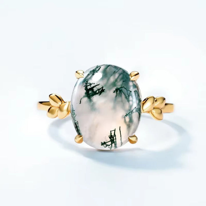 "Enchanted Forest" Ring in Moss Agate