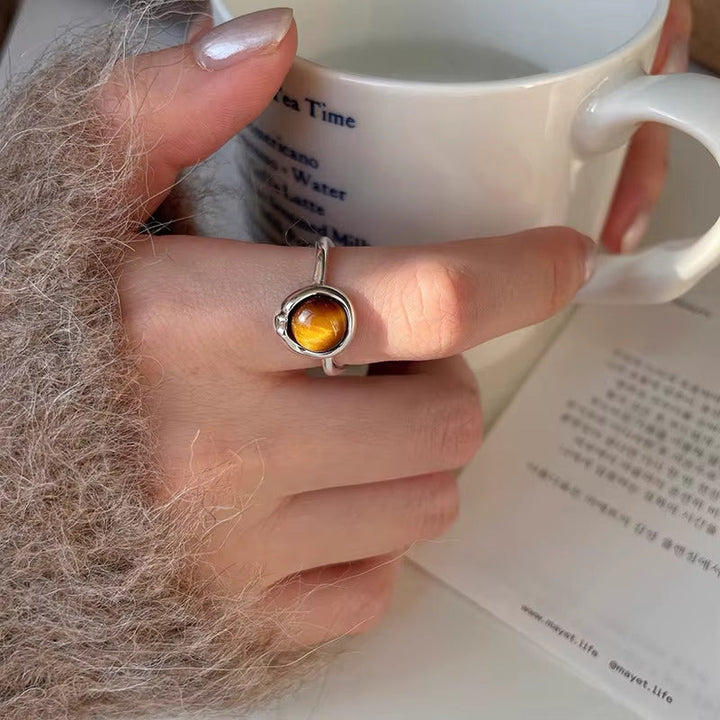 Adjustable "Shakti" Ring in Tiger's Eye & Silver