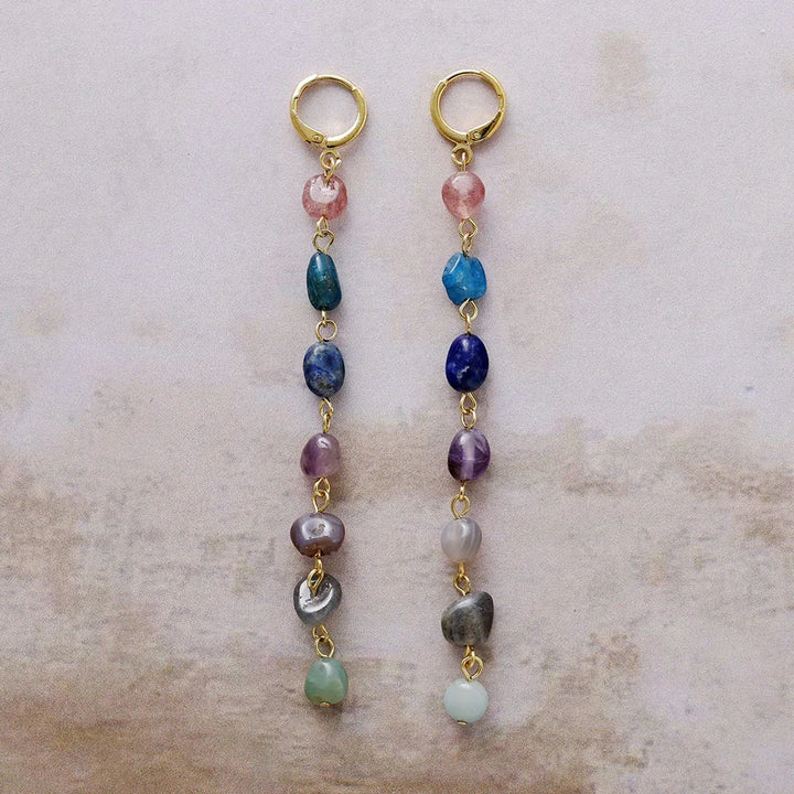 "Earrings 'Wellness Cascade of the 7 Chakras'"
