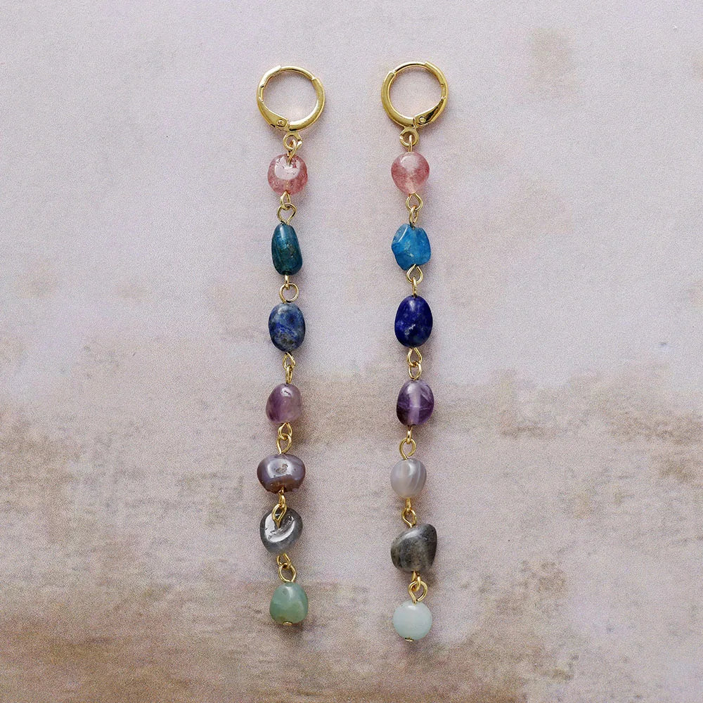 "Earings 'Wellness Cascade of the 7 Chakras'"