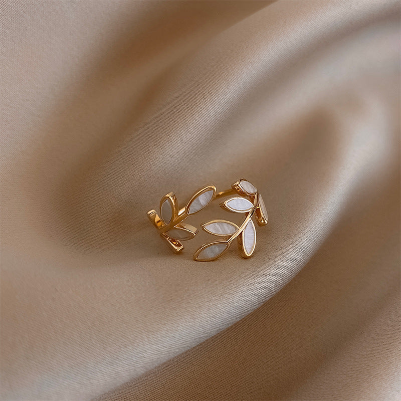 Pure - Adjustable Opal Leaf Ring