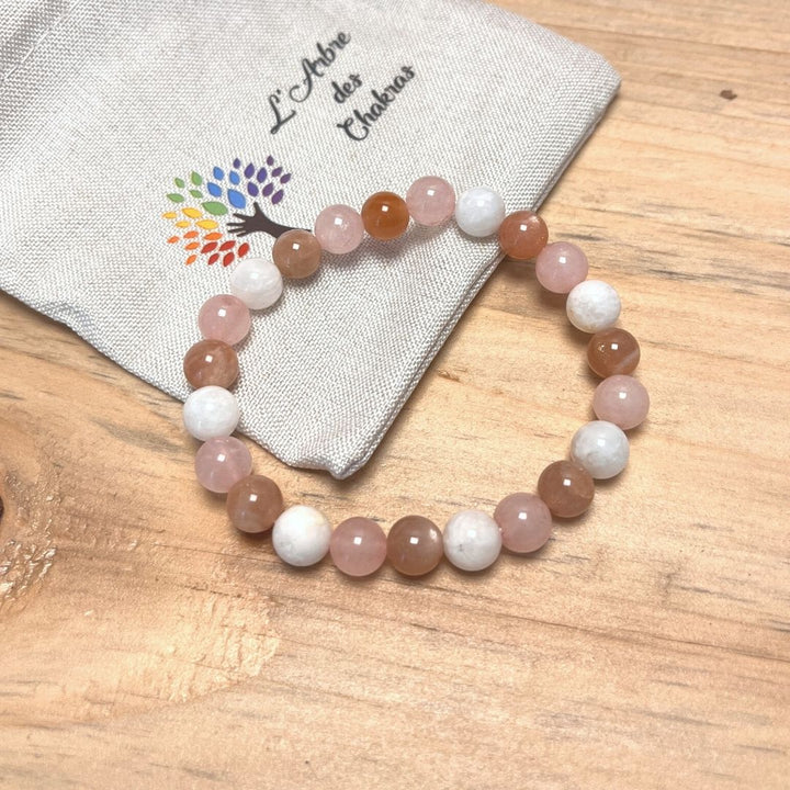 "Venus" Bracelet in Sunstone, Rose Quartz & Moonstone