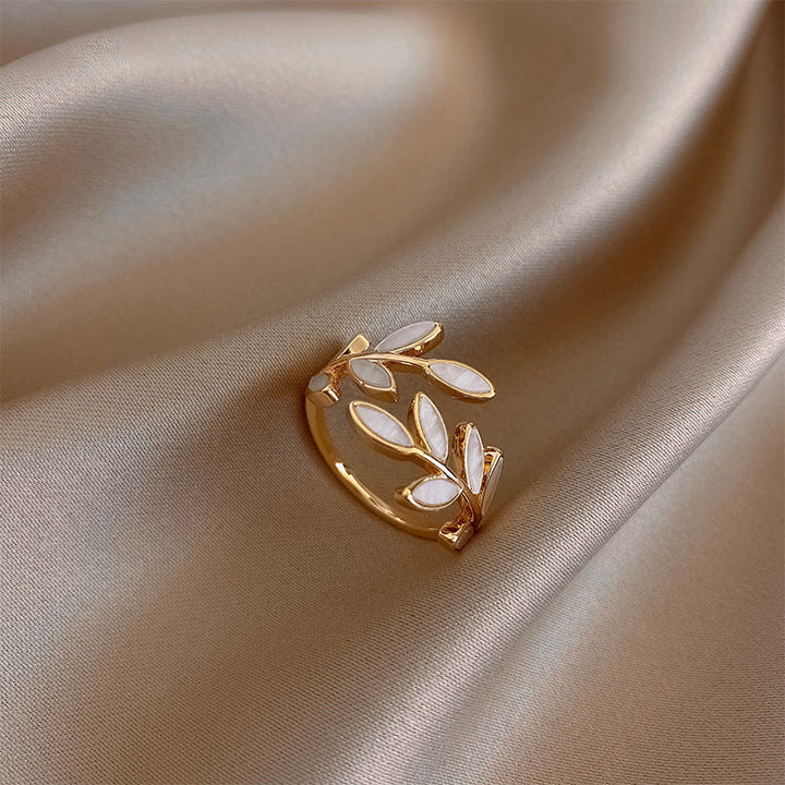 Pure - Adjustable Opal Leaf Ring