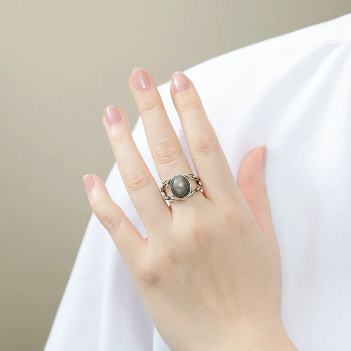 "Sacred Trust" Adjustable Ring in Golden Obsidian