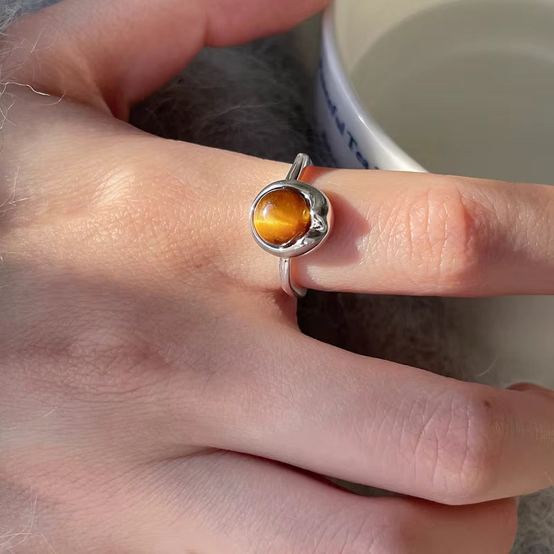 Adjustable "Shakti" Ring in Tiger's Eye & Silver