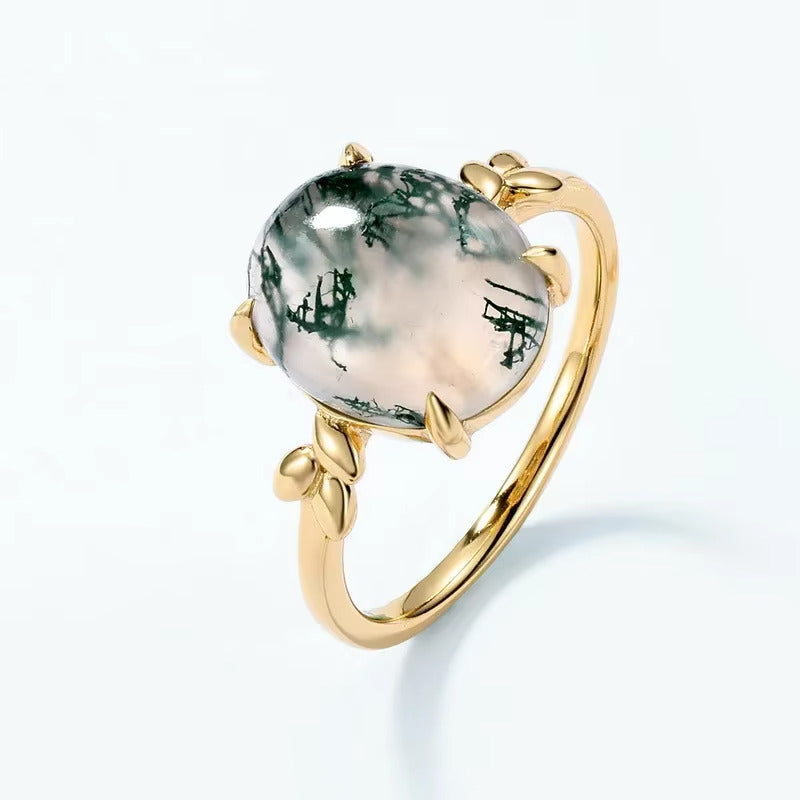 "Enchanted Forest" Ring in Moss Agate