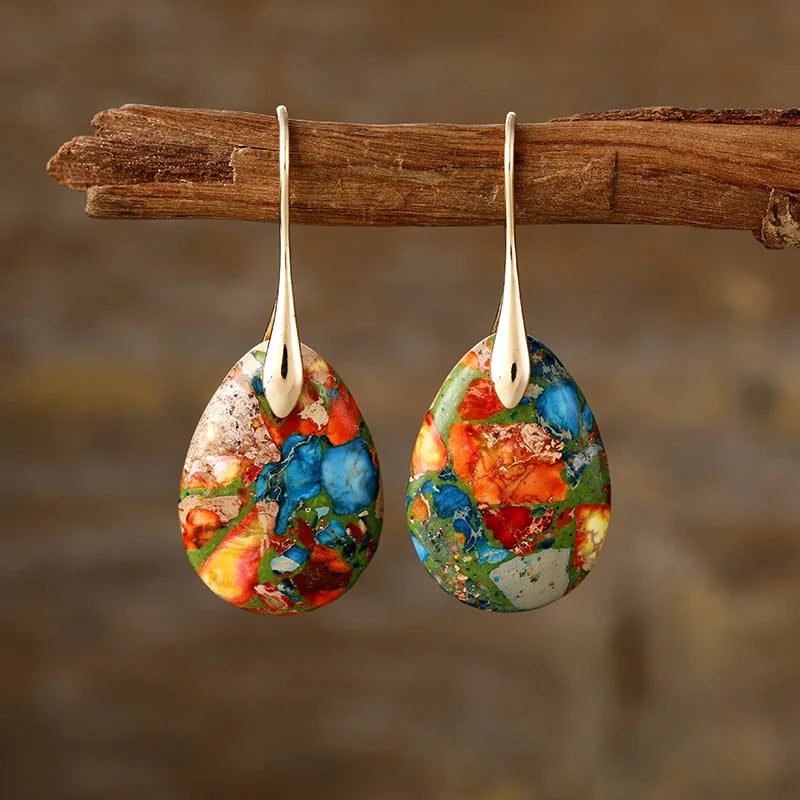 "Harlequin Drops" Earrings in Jasper