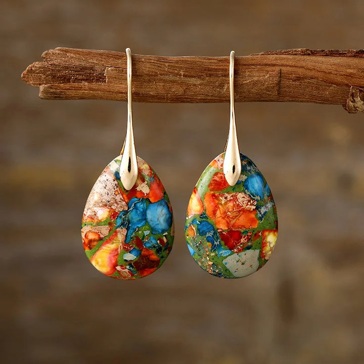 "Harlequin Drops" Earrings in Jasper