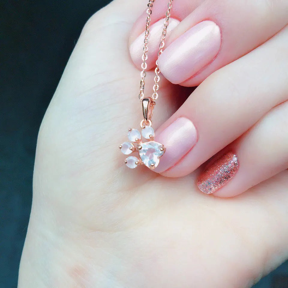 "Love Paw" Pendant in Rose Quartz