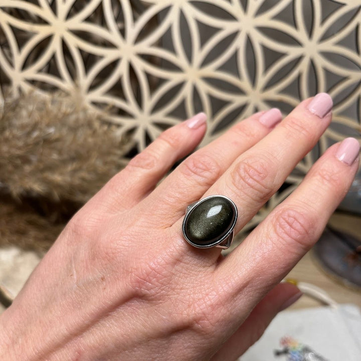"Aura" Adjustable Ring in Golden Obsidian