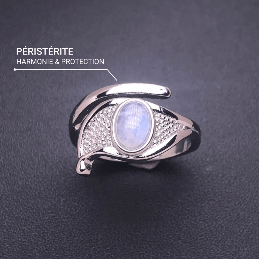"Aura Protective" Adjustable Ring in White Labradorite