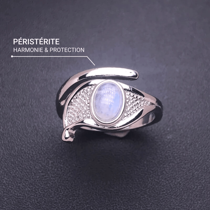 "Aura Protective" Adjustable Ring in White Labradorite
