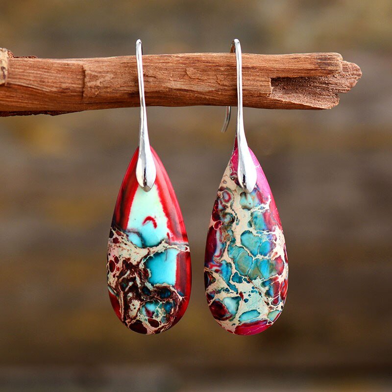 Jasper Tear Drop Earrings