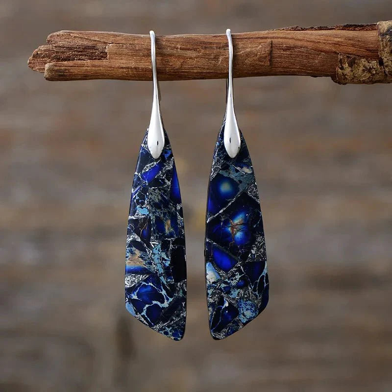 Dangle Earrings in Blue Jasper