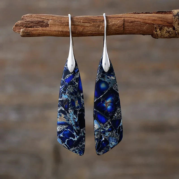 Dangle Earrings in Blue Jasper