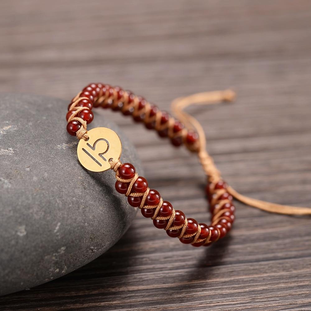 "Woven Bracelet '12 Constellations' in Natural Stones"