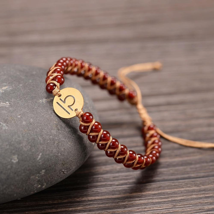 "Woven Bracelet '12 Constellations' in Natural Stones"