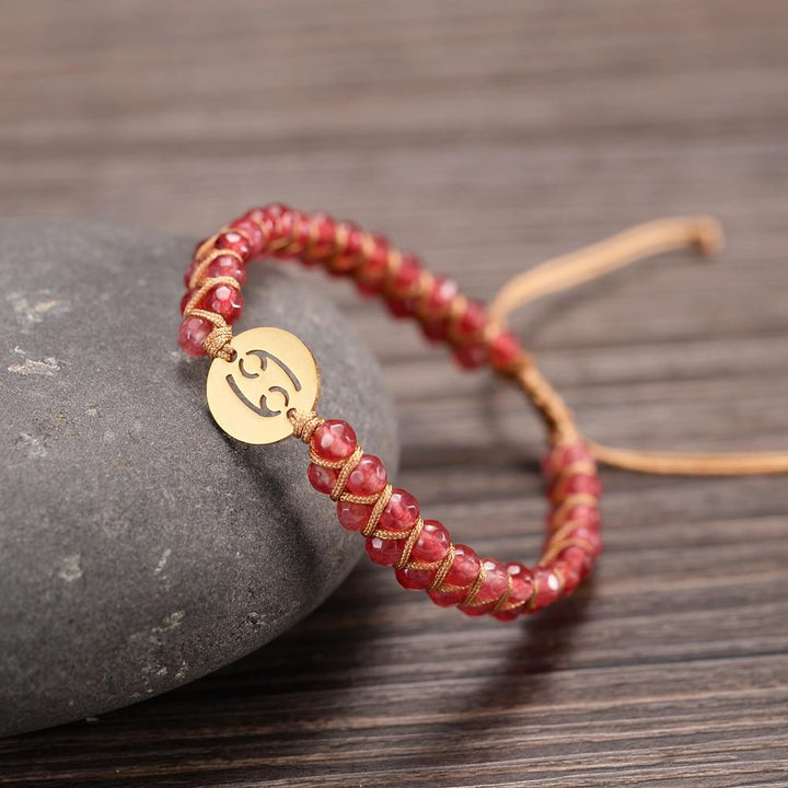 "Woven Bracelet '12 Constellations' in Natural Stones"