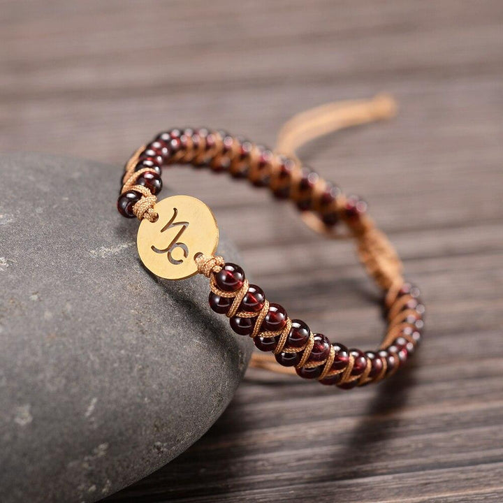 "Woven Bracelet '12 Constellations' in Natural Stones"