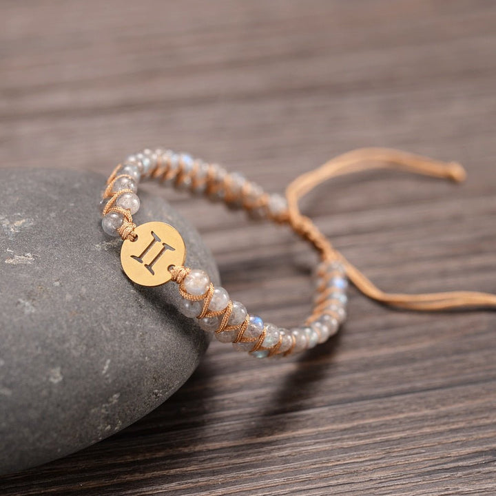 "Woven Bracelet '12 Constellations' in Natural Stones"