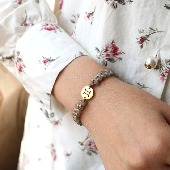 "Woven Bracelet '12 Constellations' in Natural Stones"