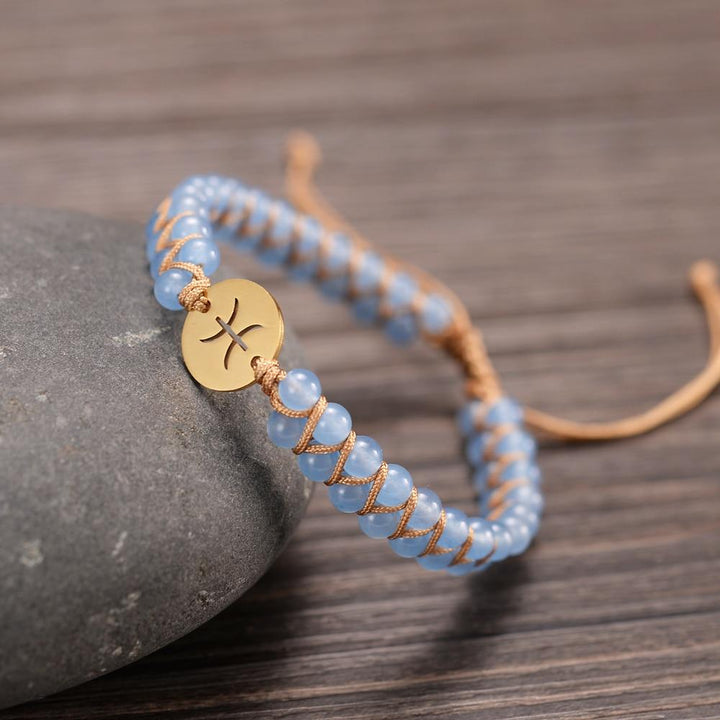 "Woven Bracelet '12 Constellations' in Natural Stones"