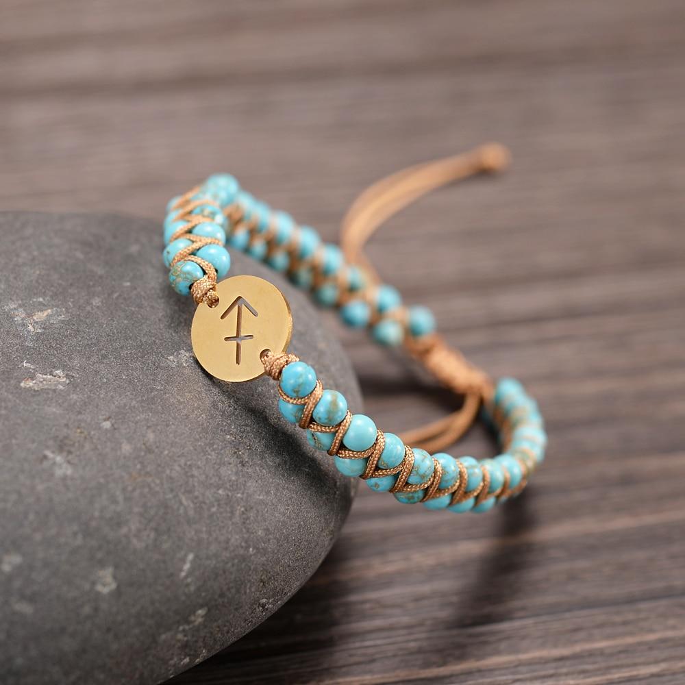 "Woven Bracelet '12 Constellations' in Natural Stones"