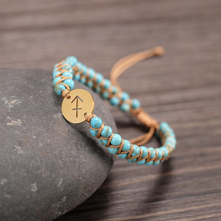 "Woven Bracelet '12 Constellations' in Natural Stones"