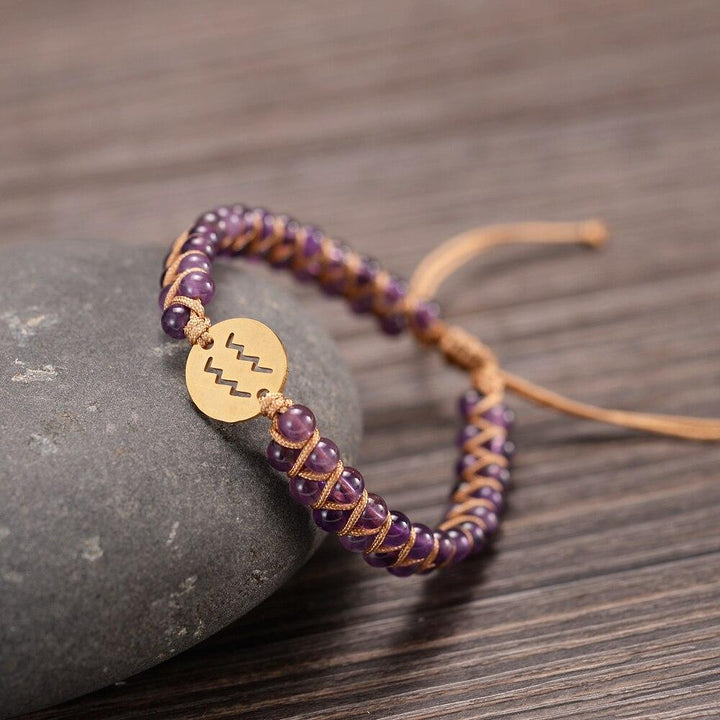 "Woven Bracelet '12 Constellations' in Natural Stones"