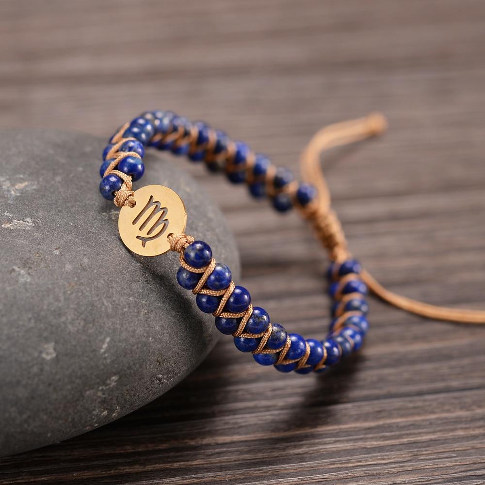 "Woven Bracelet '12 Constellations' in Natural Stones"