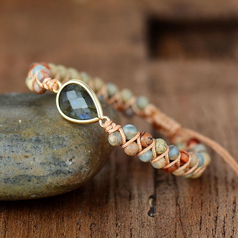 "Wisdom" Braided Bracelet in Jasper & Labradorite