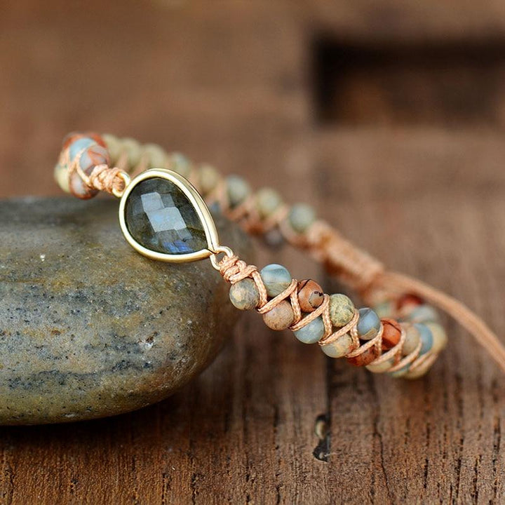 "Wisdom" Braided Bracelet in Jasper & Labradorite