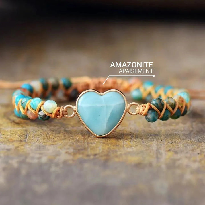 "Woven" Heart Bracelet in Amazonite
