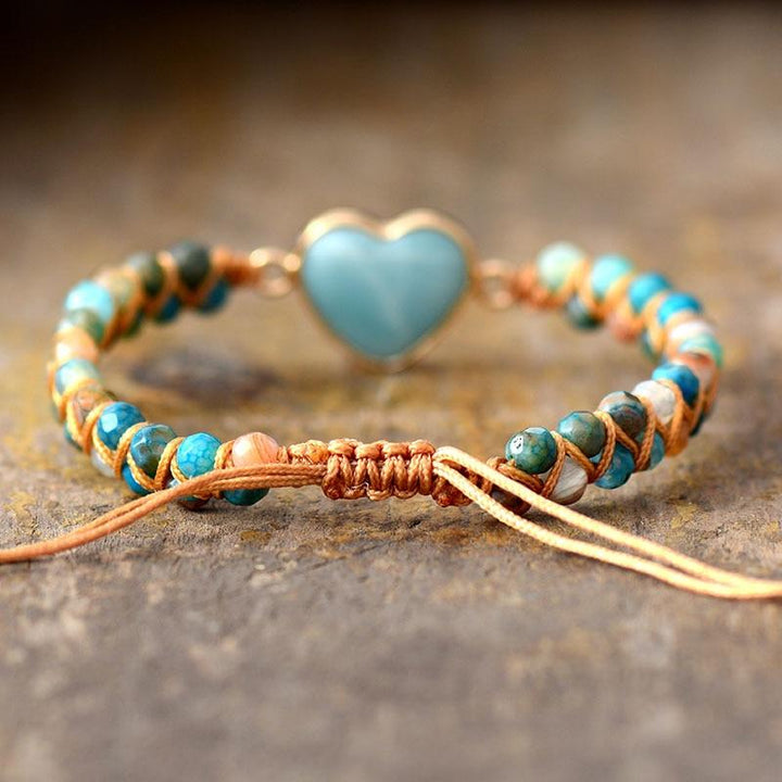 "Woven" Heart Bracelet in Amazonite