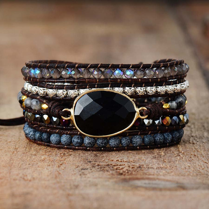 "Anchoring & Security" Wrap Bracelet in Onyx