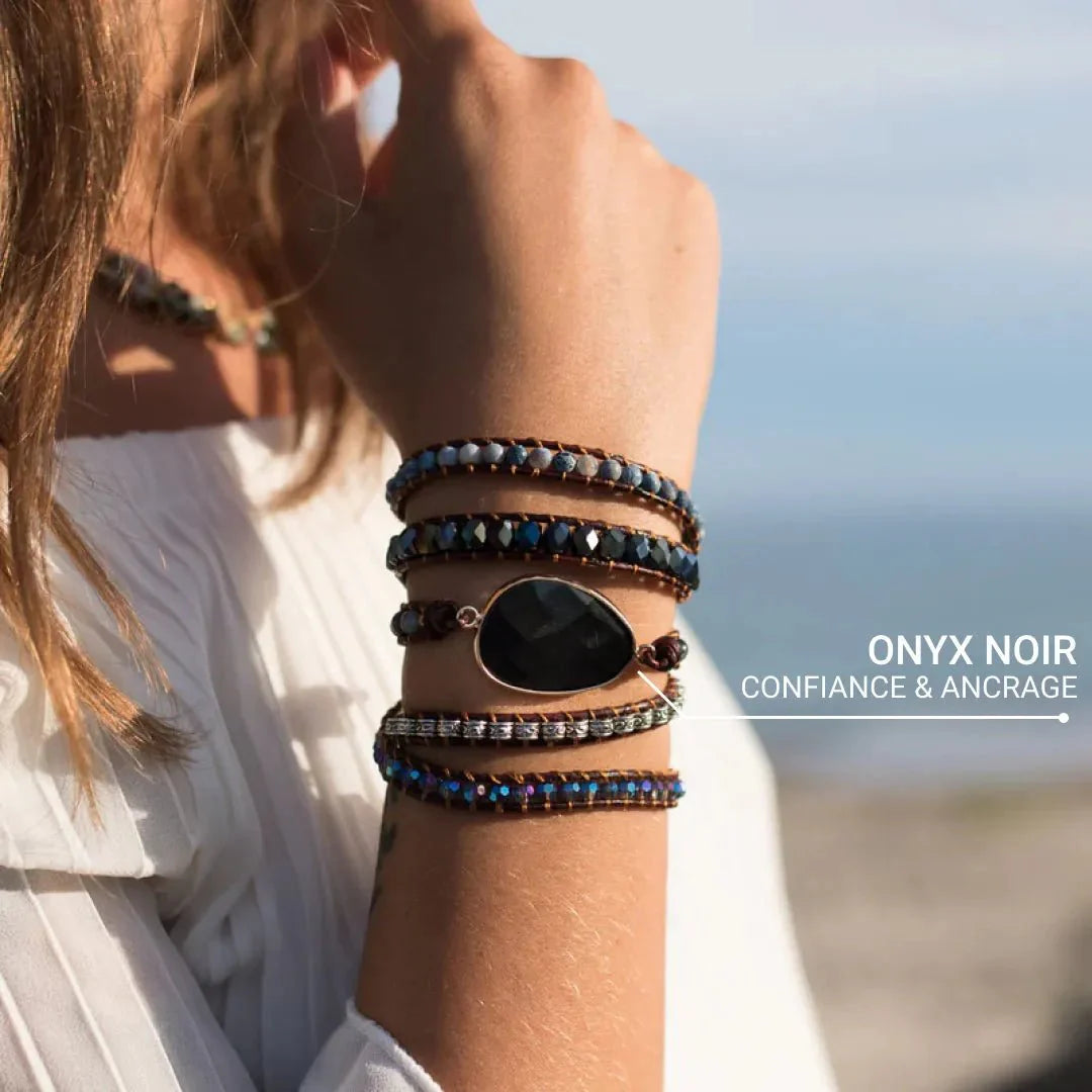 "Anchoring & Security" Wrap Bracelet in Onyx