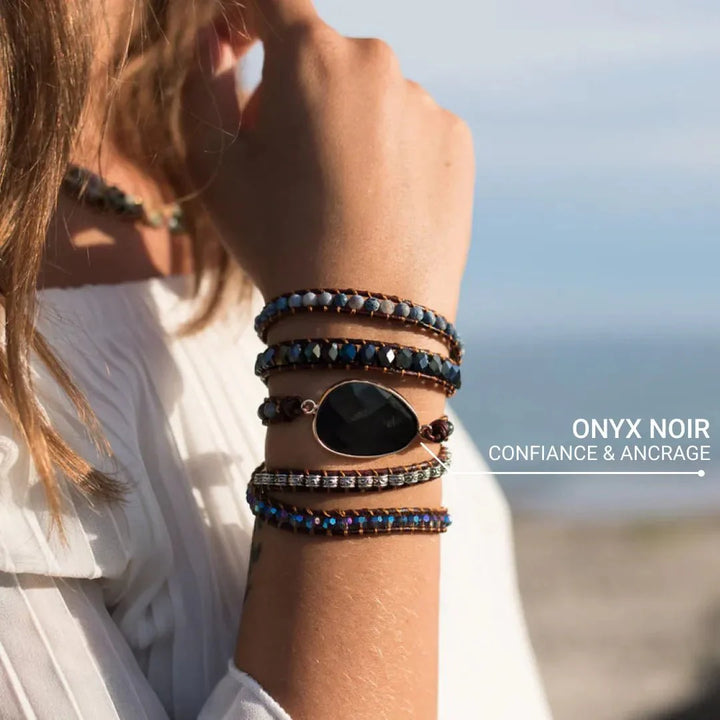 "Anchoring & Security" Wrap Bracelet in Onyx