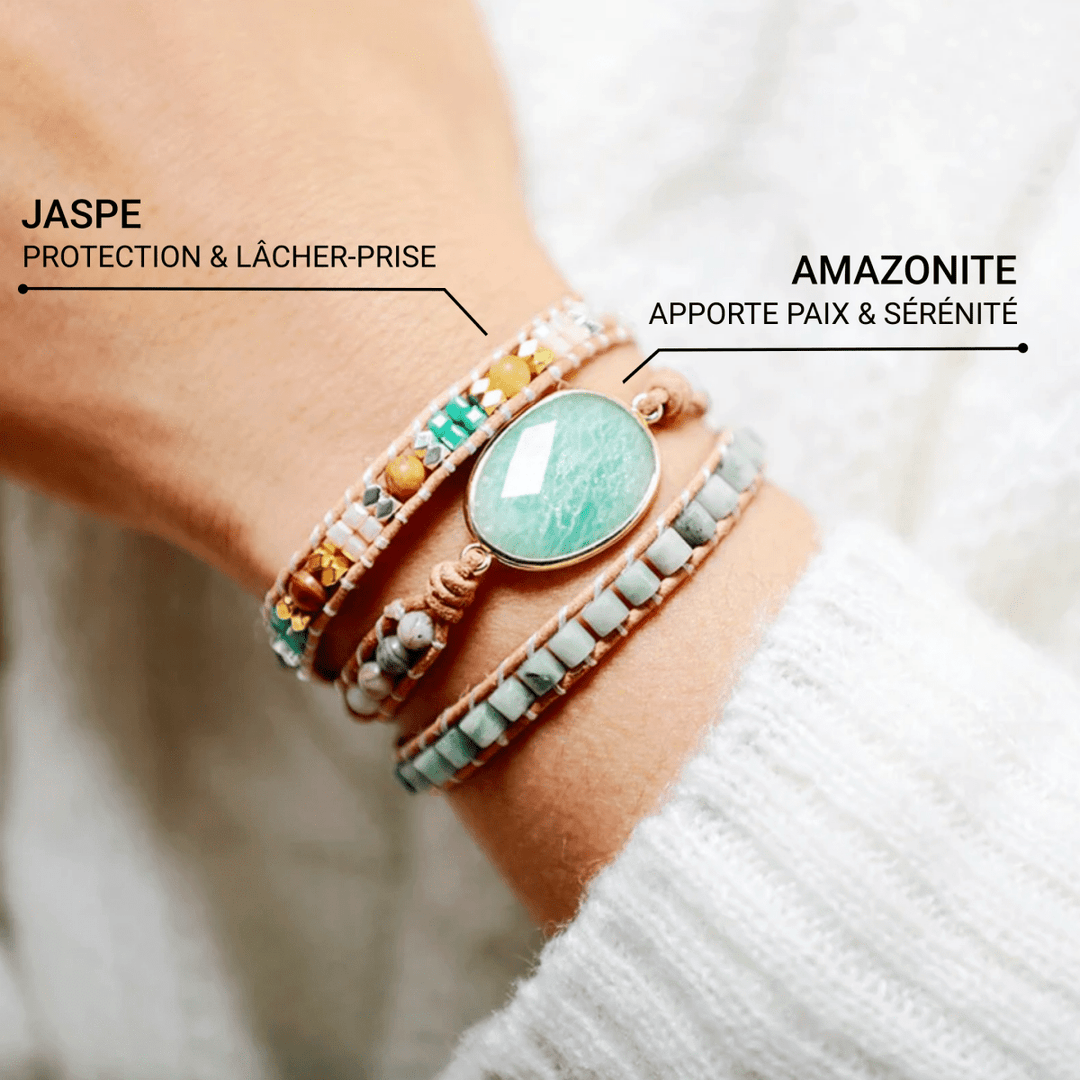 Bracelet Wrap "Sweetness & Calm" in Amazonite