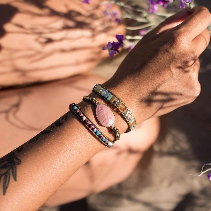 "Heart Healing" Rhodochrosite Wrap Bracelet