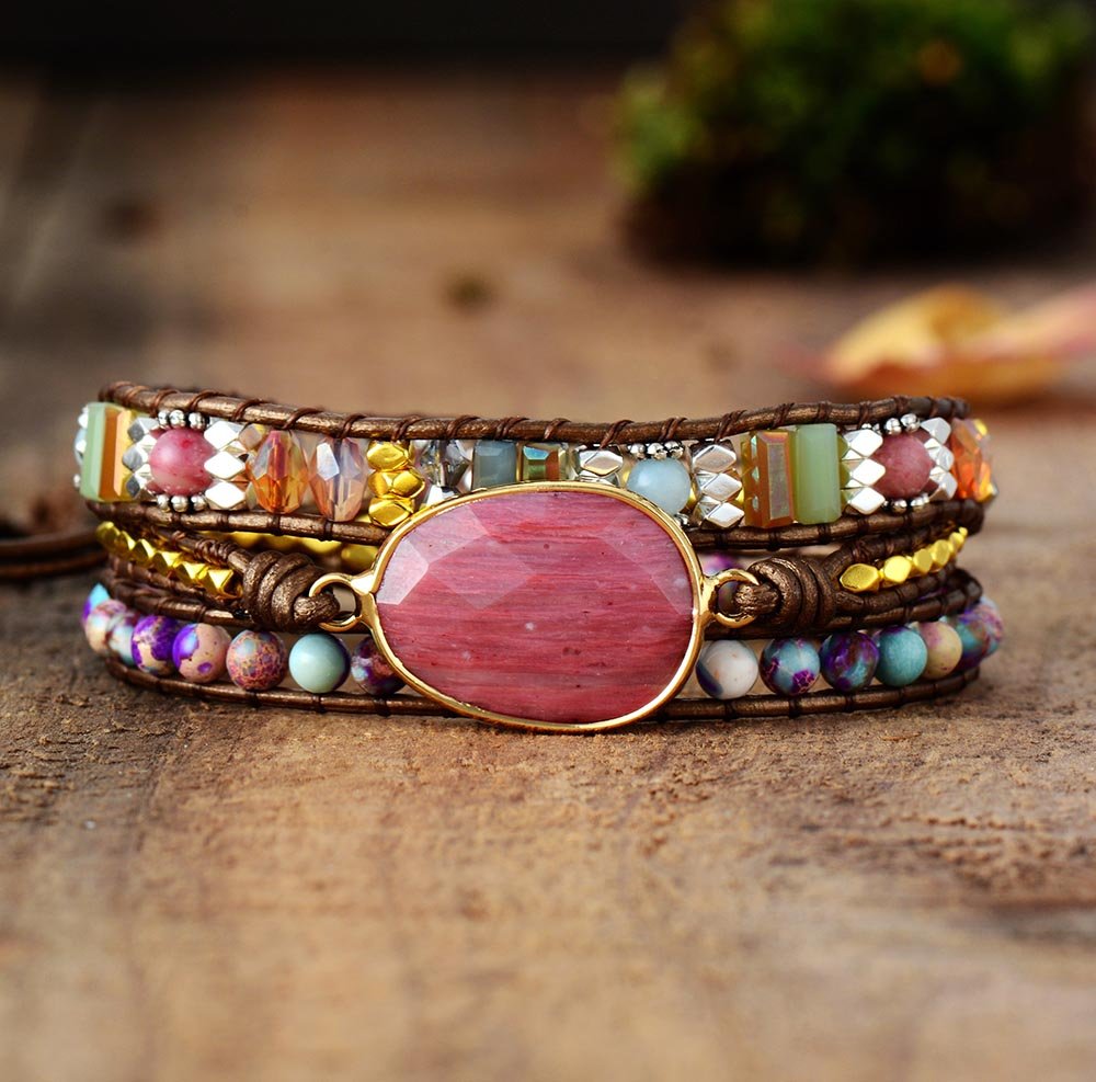 "Heart Healing" Rhodochrosite Wrap Bracelet