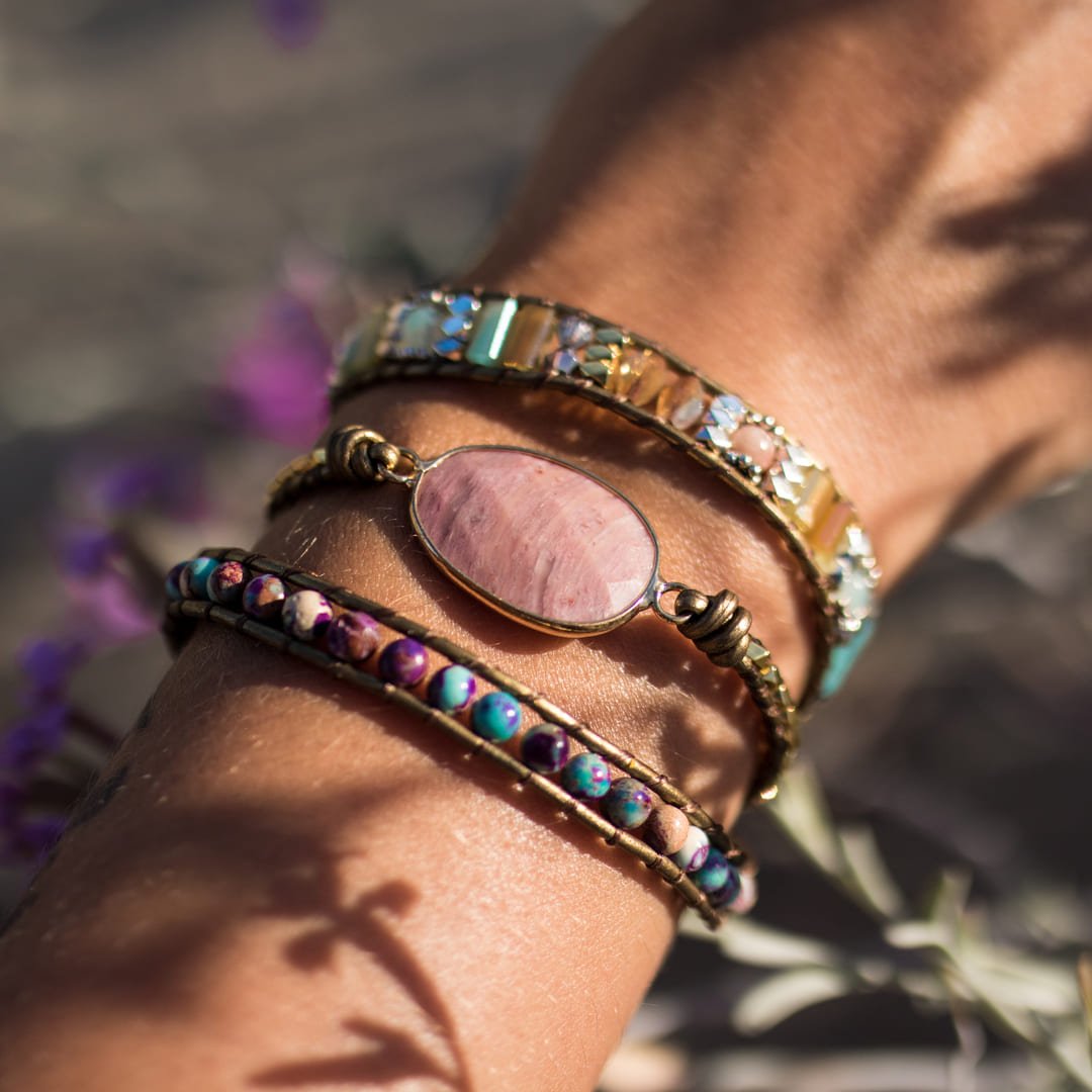 "Heart Healing" Rhodochrosite Wrap Bracelet