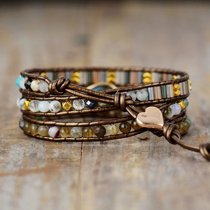 "Protection" Wrap Bracelet in Labradorite