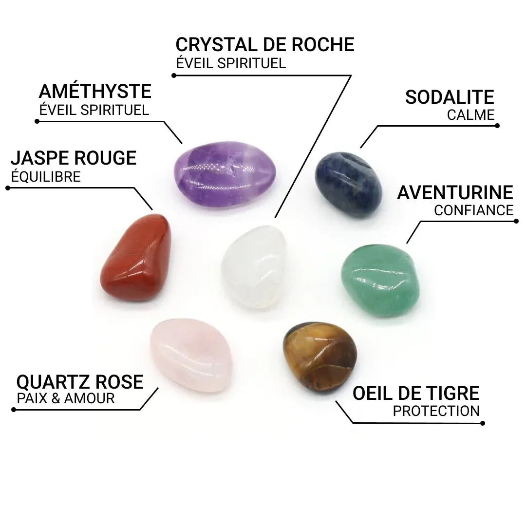 Reiki Set - Set of 7 Natural Stones & 7 Double Points