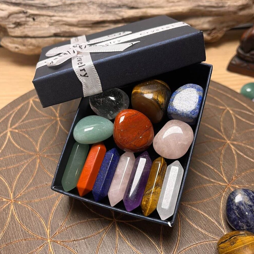Reiki Set - Set of 7 Natural Stones & 7 Double Points