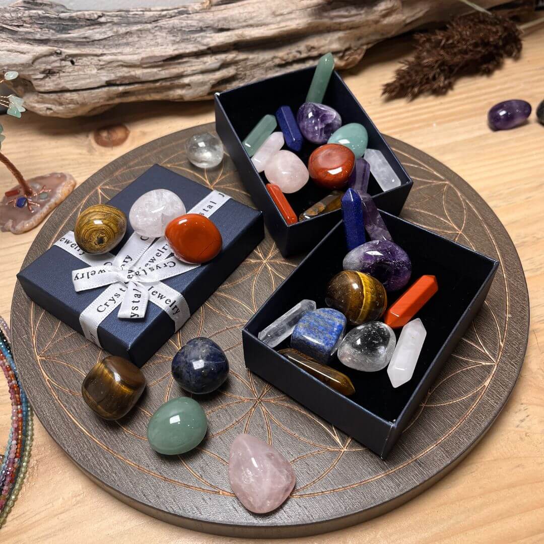 Reiki Set - Set of 7 Natural Stones & 7 Double Points