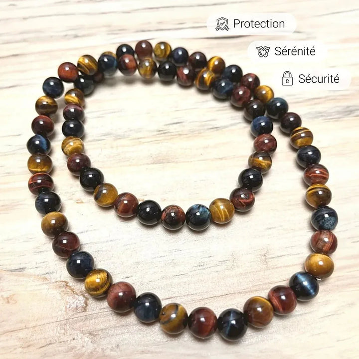 "Multiple Eye" Necklace in Tiger's Eye, Hawk's Eye & Bull's Eye